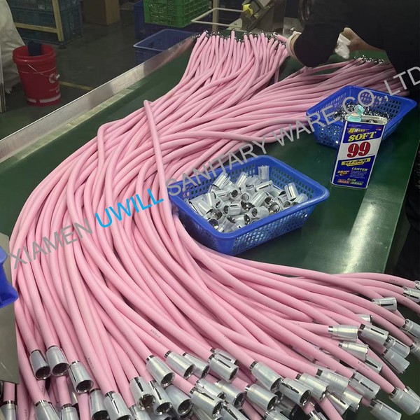 Pink flexible shower hose Pink flexible shower hose